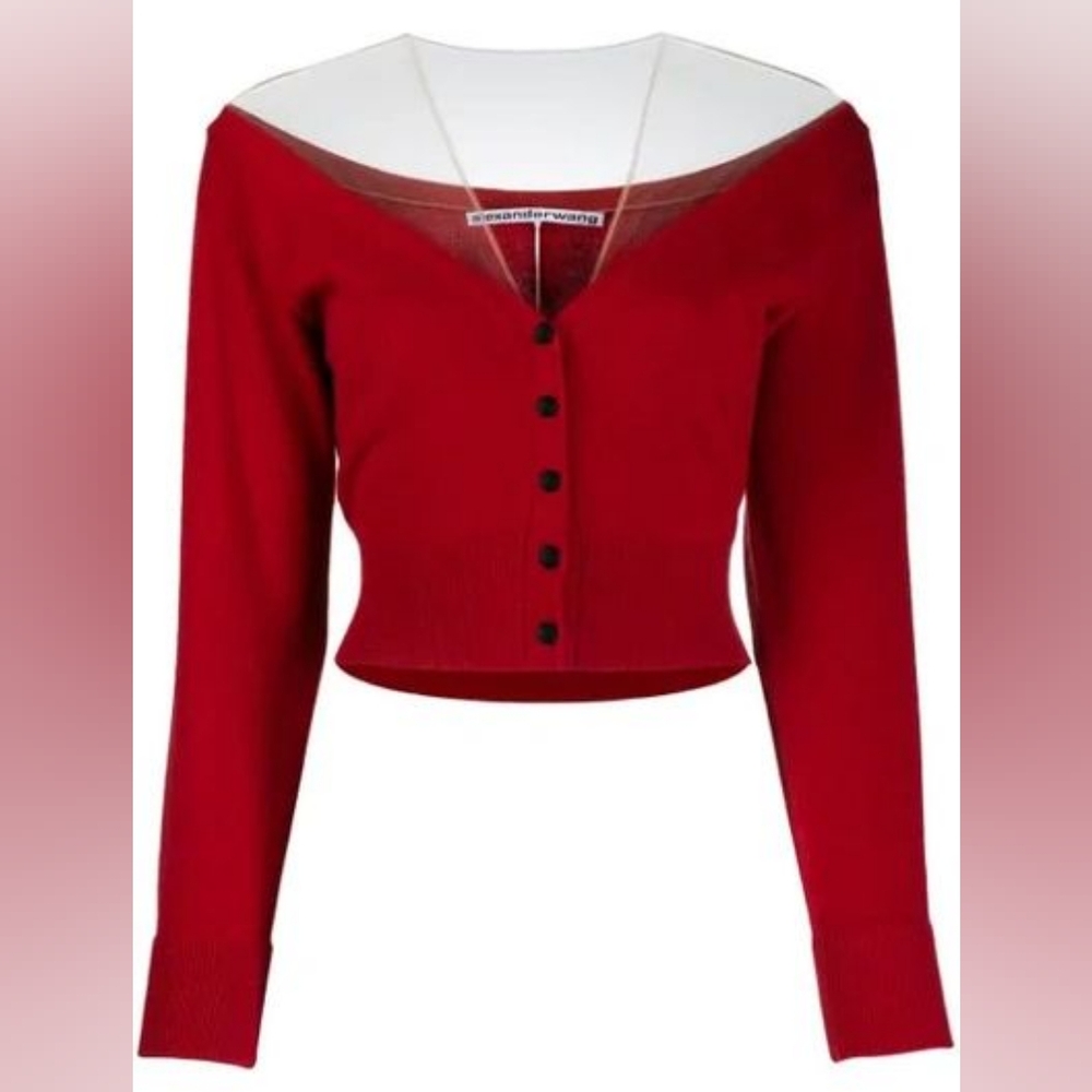 Alexander Wang Scarlet Sheer Yoke Cardigan